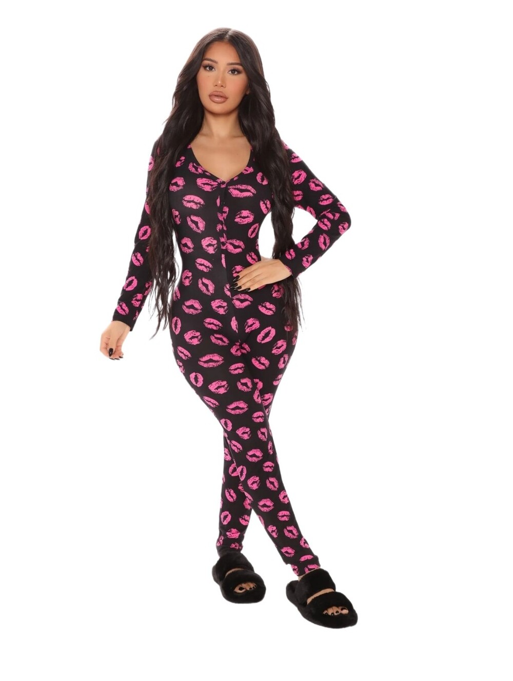 Fashion Nova Black PJ Jumpsuit Sz 1x